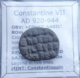 #M844# Rare Byzantine Follis coin of Constantine VII from 920-944 AD
