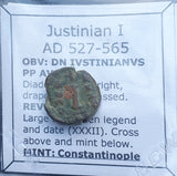 #g135# Byzantine Decanummium coin of Justinian I from 527-565 AD
