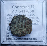 #h258# Byzantine Follis coin of Constans II from 641-668 AD (Constantinople)