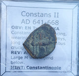 #h259# Byzantine Follis coin of Constans II from 641-668 AD (Constantinople)