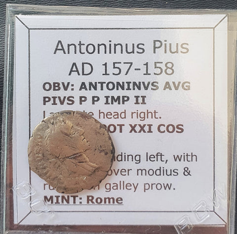 #k749# Roman silver denarius coin Antoninus Pius 157-158 AD