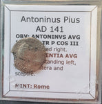 #k767# Roman silver denarius coin of Antoninus Pius from 141 AD