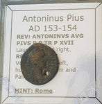 #L128# Roman limes denarius coin of Antoninus Pius from 153-154 AD