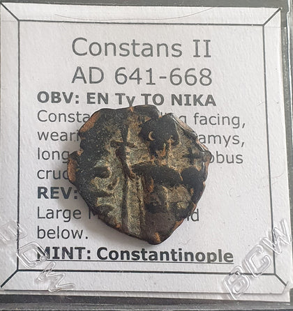 #h940# Byzantine Follis coin of Constans II from 641-668 AD (Constantinople)