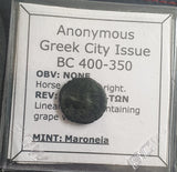 #g250# Anonymous Greek City Issue Bronze Coin of Maroneia from 400-350 BC