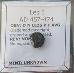 #k403# Small Roman Bronze Ae4 coin issued by Leo I from 457-475 AD