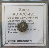 #k940# Tiny Roman Bronze coin issued by Zeno from 476-491 AD