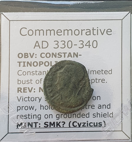 #i023# Commemorative Roman Bronze coin issued by Constantine I from 330-340 AD.