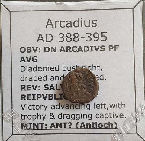 #L093# Roman Bronze coin issued by Arcadius from 378-383 AD