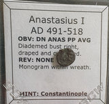 #e113# Byzantine Bronze Ae4 coin issued by Anastasius I from 491-498 AD