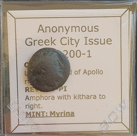 #L145# Anonymous Greek City Issue Bronze Coin of Myrina from 200-1 BC