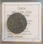 #h654# Roman provincial bronze coin Geta from 198-209 AD (Attaea)