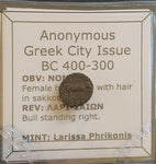 #L233# Bronze ae10 Anonymous Greek city coin from Larissa Phrikonis, 400-300 BC.