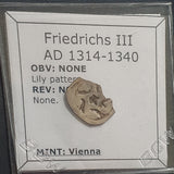 #L401# Bohemian silver 1 pfennig coin of Friedrichs III from 1314-1340 AD