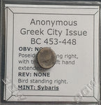 #L372# Silver Anonymous Greek city issue Triobol coin from Sybaris, 453-448 BC.