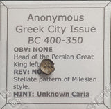 #L376# Anonymous silver Greek city issue coin of from Caria 400-350 BC