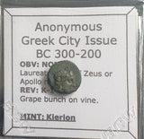 #k899# Anonymous Greek City Issue Bronze Coin of Kierion from 300-200 BC