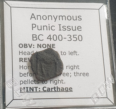 #L004# Anonymous Greek Bronze Coin Minted in the city of Carthage (400-350 BC)