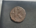 #e813# Byzantine Half-Follis coin of Justin I from 518-527 AD (Constantinople)