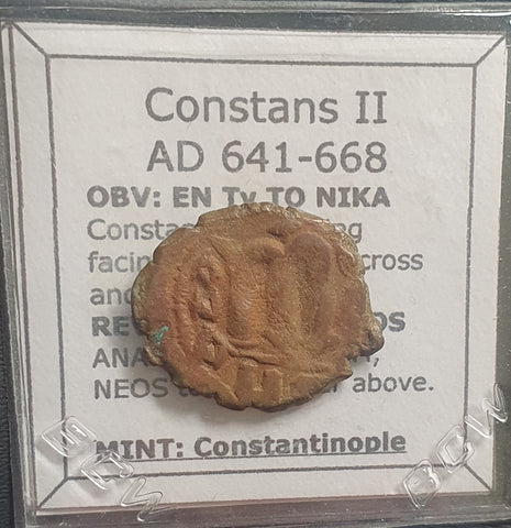 #L239# Byzantine Follis coin of Constans II from 641-668 AD (Constantinople)