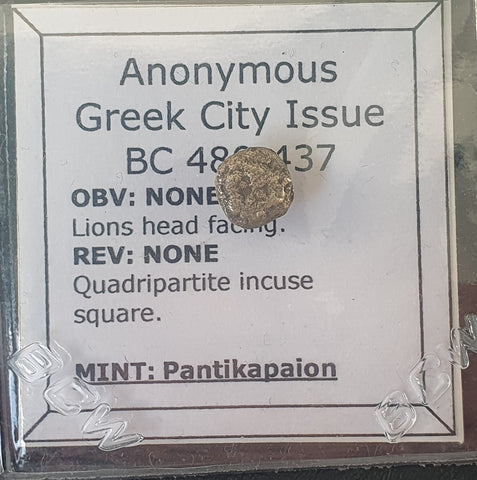 #L439# Anonymous Greek City Issue silver Hemiobol of Pantikapaion from 480-437 BC