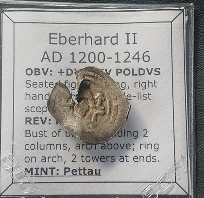 #L422# Austrian silver pfennig coin of Eberhard II from 1200-1246 AD