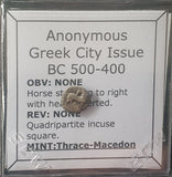 #L491# Silver Anonymous Greek city issue coin Thracian-Macedon from 500-400 BC