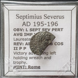 #e535# Roman silver denarius coin of Septimius Severus from 195-196 AD