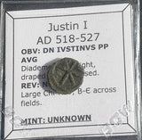 #L353# Byzantine pentanummium coin of Justin I from 518-525 AD (Christogram)