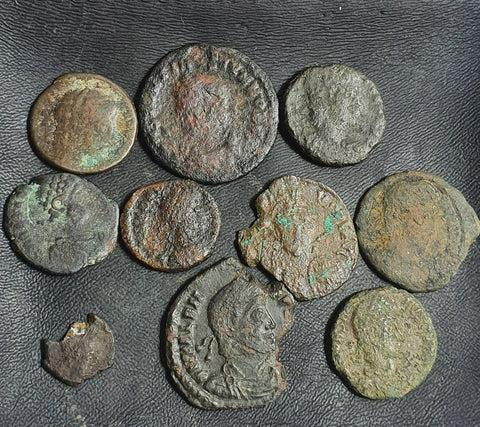 Ex-dealers lot of 10 Ancient bronze Roman coins from 324-435 AD