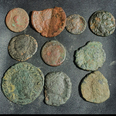 Ex-dealers lot of 10 Ancient bronze Roman coins from 314-395 AD