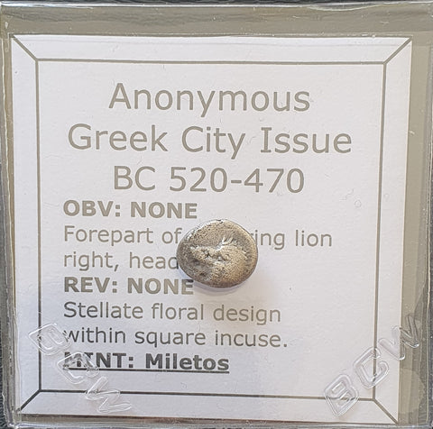 #L568# Anonymous silver Greek city issue coin from Miletos 520-470 BC