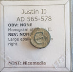 #e650# Byzantine pentanummium coin of Justin II from 565-578 AD