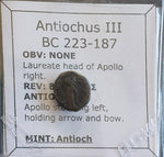 #e023# Greek bronze ae11 coin from Seleucid King Antiochus III, 222-187 BC