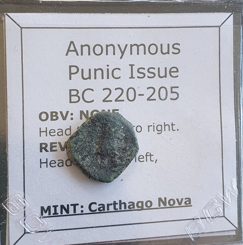 #K581# Anonymous Punic City Issue Bronze Coin of Carthago Nova from 220-205 BC