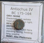 #e049# Greek bronze ae13 coin from Seleucid King Antiochus IV, 175-164 BC