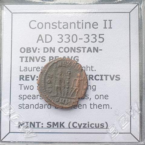 #M230# Roman Bronze coin issued by Constantine II from 330-335 AD