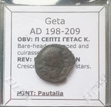 #L879# Roman provincial bronze coin Geta from 198-209 AD (Pautalia)