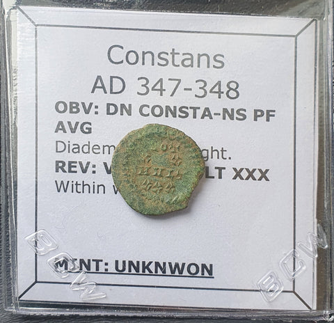 #M273# Roman Bronze coin issued by Constans from 347-348 AD