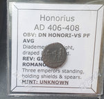 #L841# Roman Bronze coin issued by Honorius from 406-408 AD