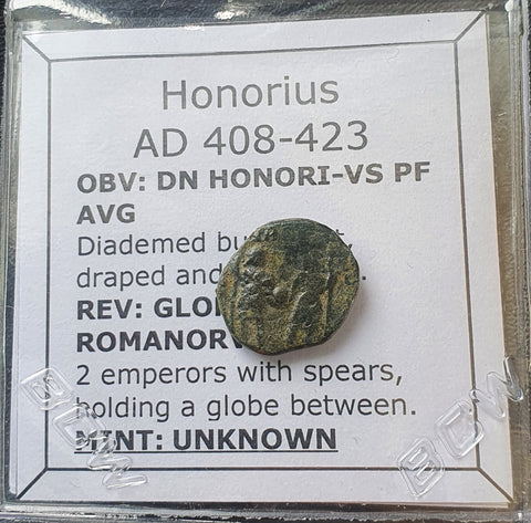 #L887# Roman Bronze coin issued by Honorius from 408-423 AD