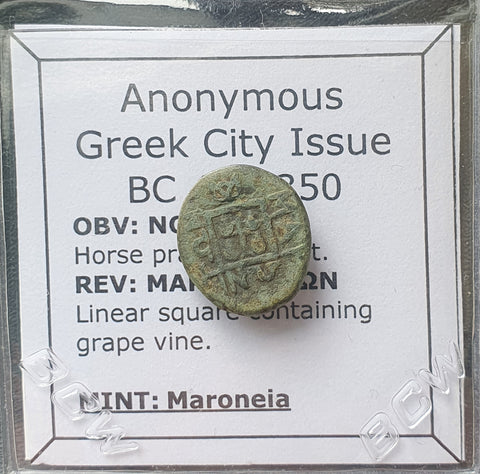 #M002# Anonymous Greek City Issue Bronze Coin of Maroneia from 400-350 BC