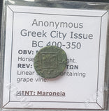 #M007# Anonymous Greek City Issue Bronze Coin of Maroneia from 400-350 BC