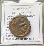 #L922# Byzantine Half Follis coin Justinian I from 527-565 AD (Large K)