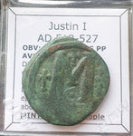 #L912# Byzantine Follis coin of Justin I from 518-527 AD