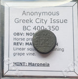 #L992# Anonymous Greek City Issue Bronze Coin of Maroneia from 400-350 BC