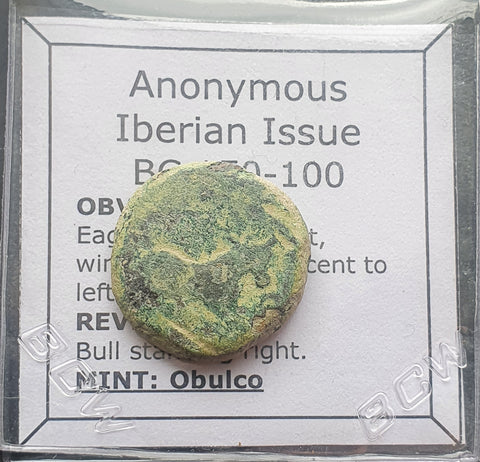 #M536# Anonymous Iberian Greek City Issue Bronze Coin of Obulco from 150-100 BC