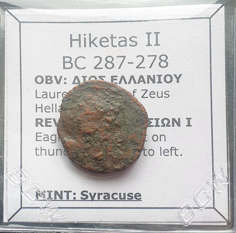 #M455# Sicilian Greek coin of Hiketas II from Syracuse, 287-278 BC.
