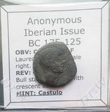 #M534# Anonymous Iberian Greek City Issue Bronze Coin of Castulo from 175-125 BC