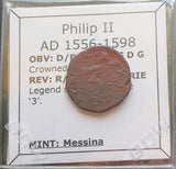 #M597# Italian medieval coin issued under Philip II of Messina, 1556-1598 AD